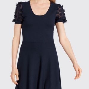 Fleurette Sweater Dress Floral Appliqué Nassau Navy